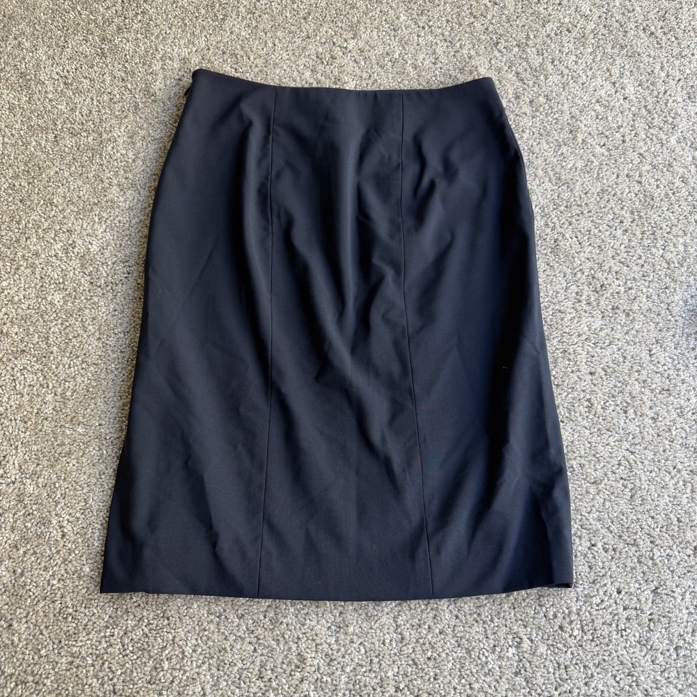 Ann Taylor Skirt Womens 6P Blue Solid Pencil Knee Length Lined Workwear Fall